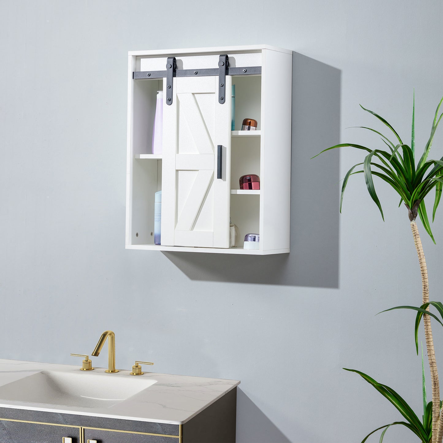 Lumber Wood  Storage Cabinet - White