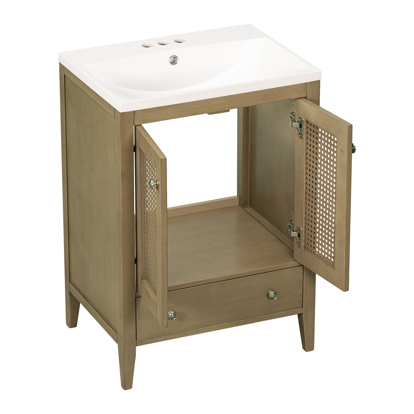 Rattan 24" Bathroom Vanity with Ceramic Basin