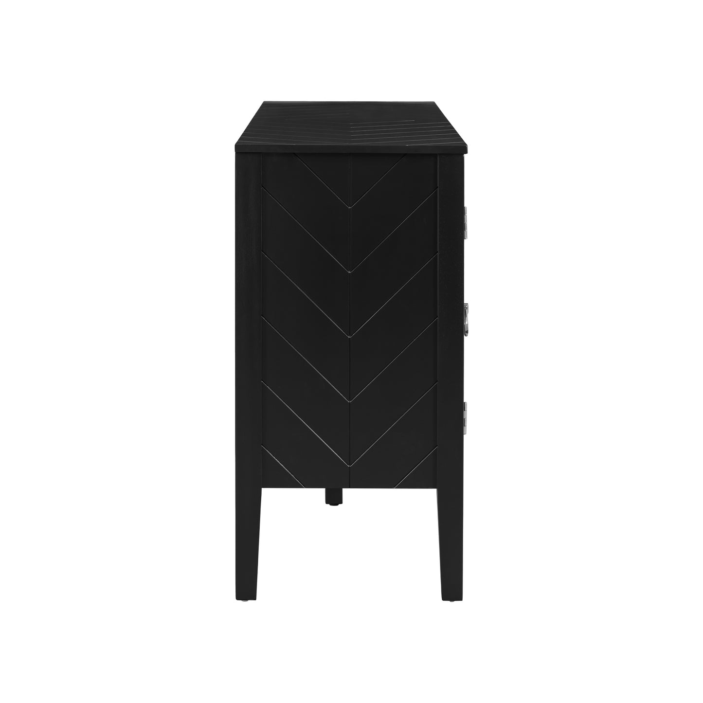 Briony Geometric Line Patterns Sideboard Buffet - Black