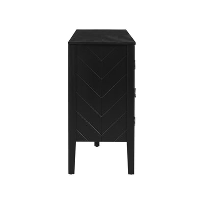 Briony Geometric Line Patterns Sideboard Buffet - Black
