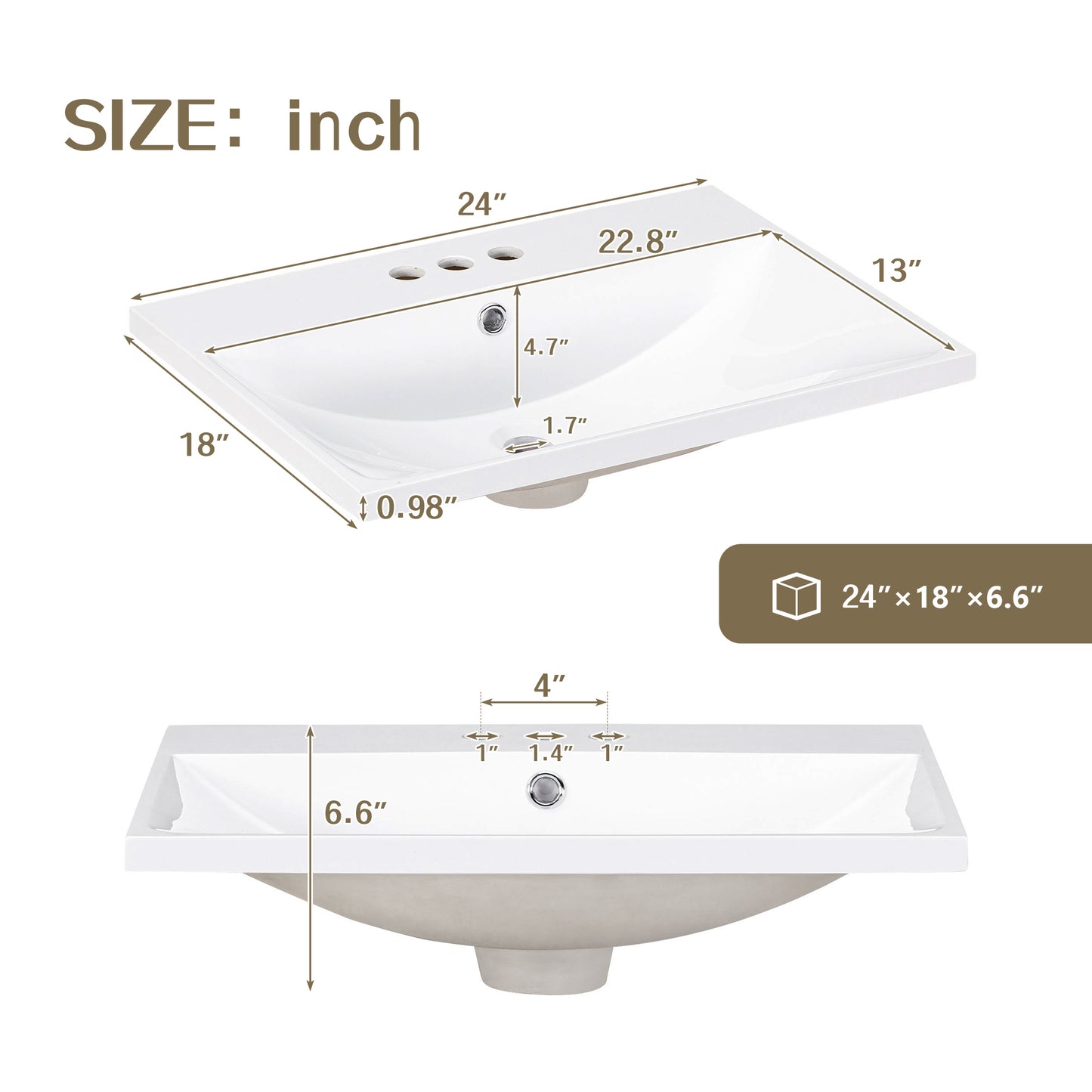 Rattan 24" Bathroom Vanity with Ceramic Basin