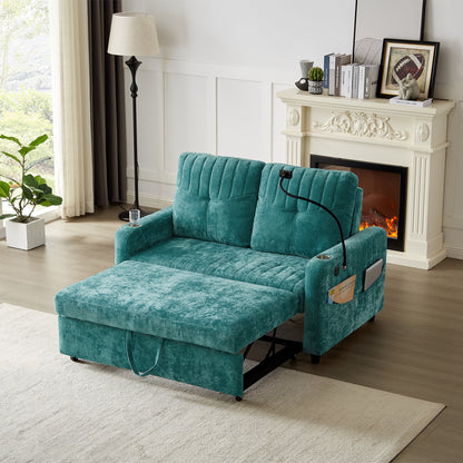 Rita Loveseat Pull-out Sofa Bed with Adjustable Backrest - Teal