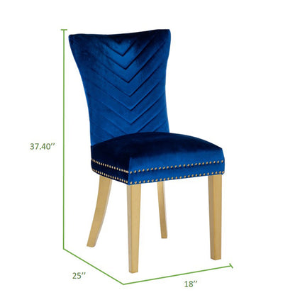Estrada Dining Velvet Chair with Gold Leg (Set of 2) - Blue