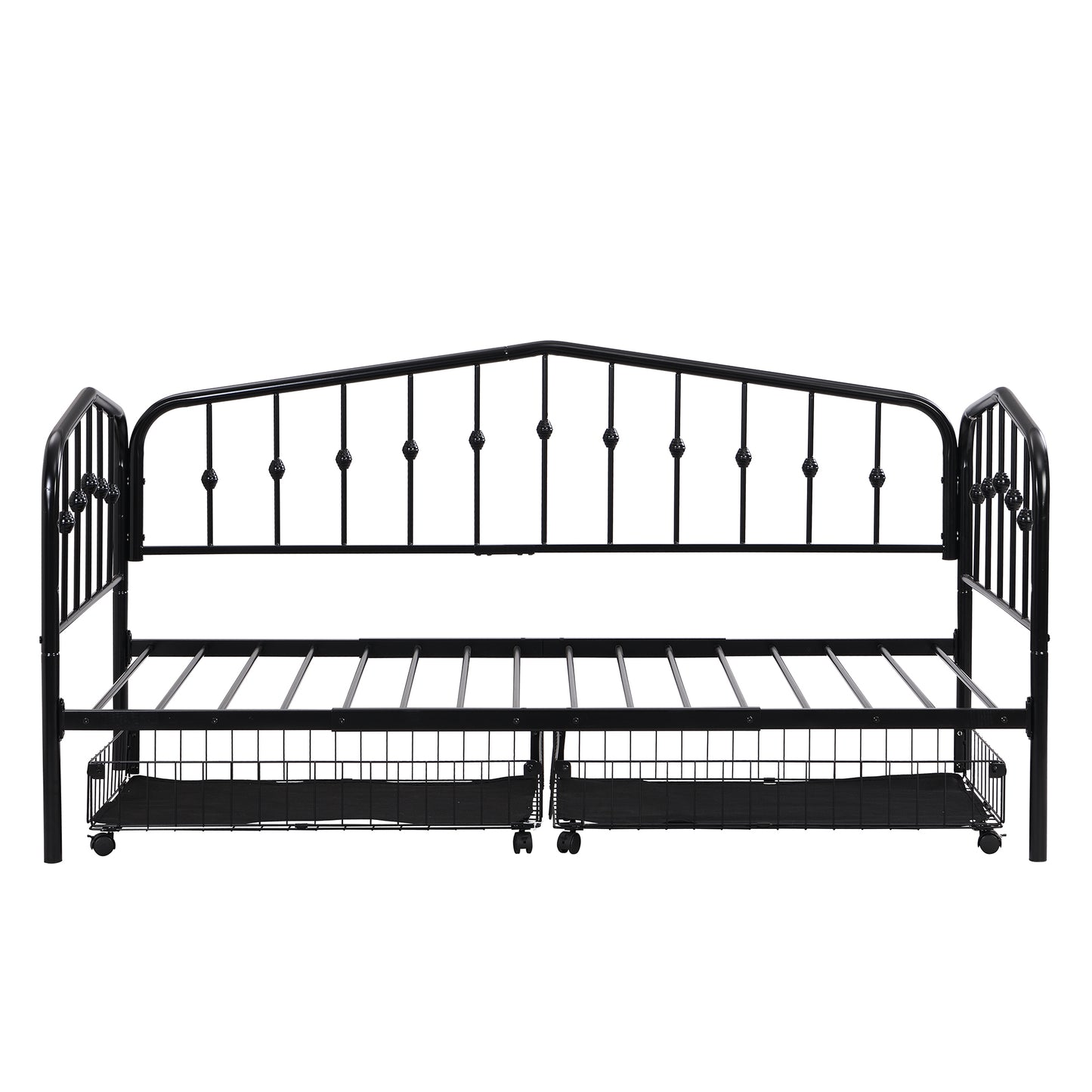 Zee Twin Size Metal Daybed with 2 Drawers - Black