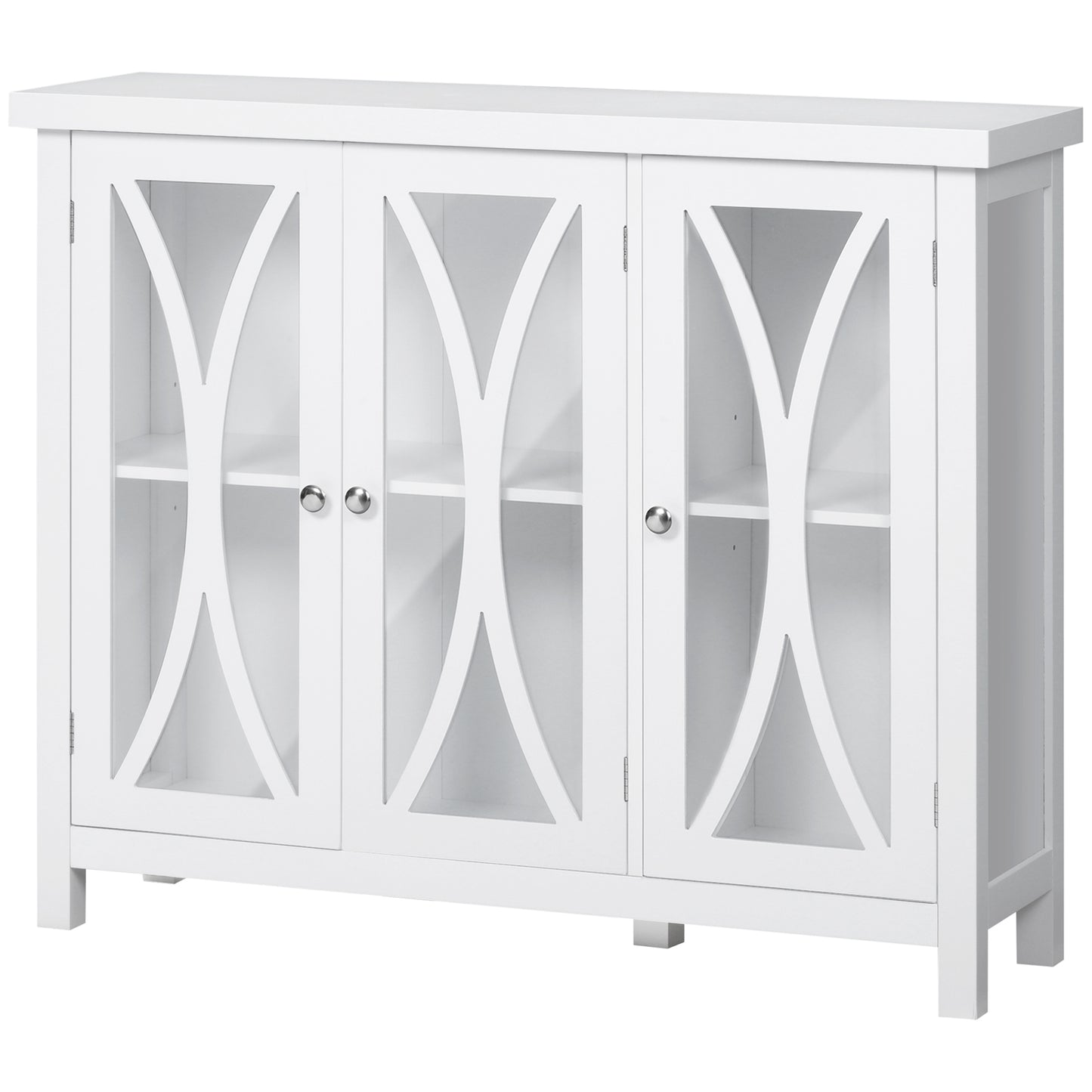Arc Pattern Sideboard Buffet - White