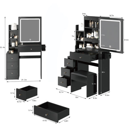 Dova Makeup Vanity Desk Set - Black