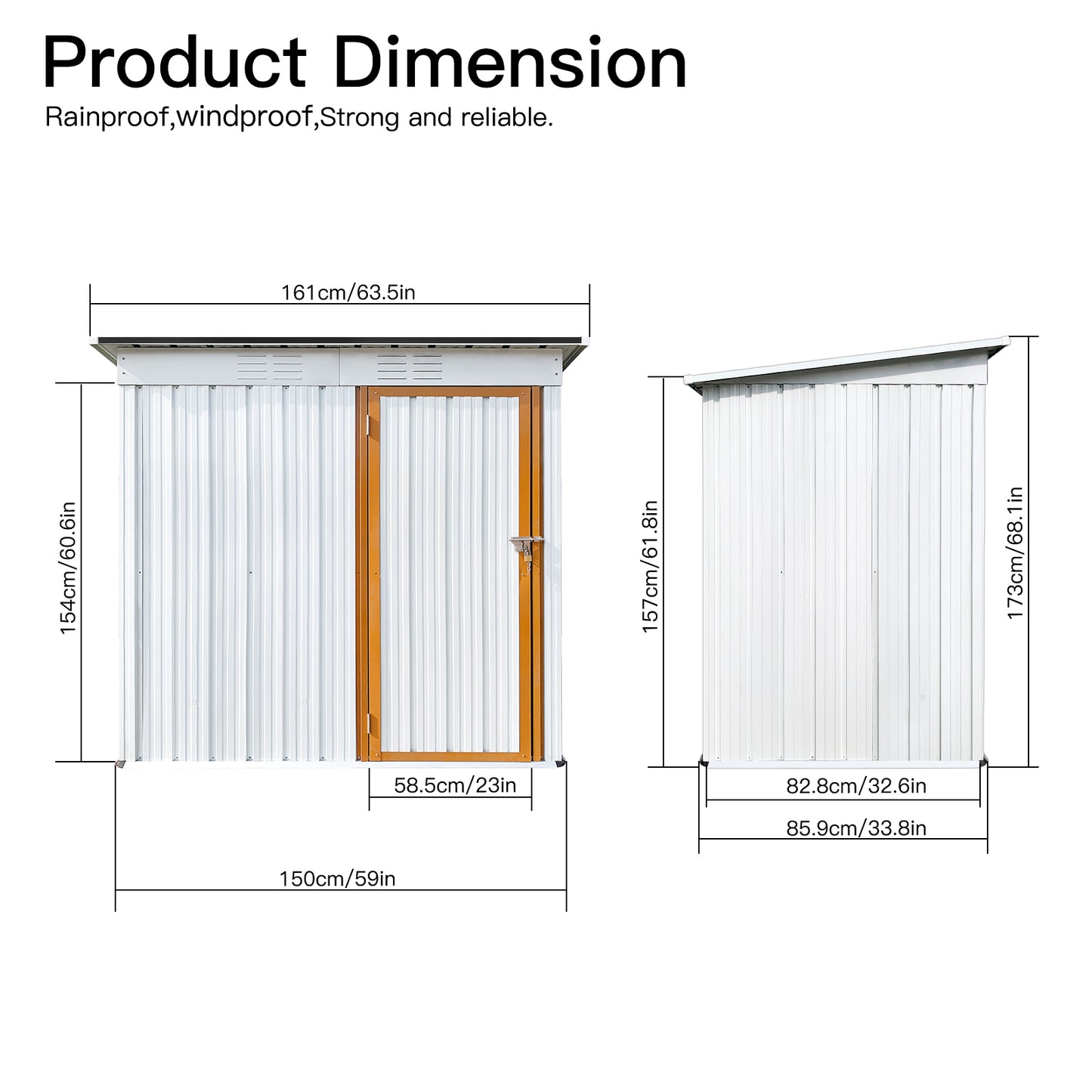 Morton 5 X 3 ft Metal Garden Sheds Outdoor Storage - White+Yellow