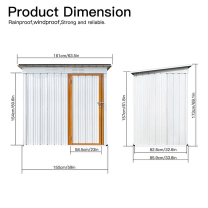 Morton 5 X 3 ft Metal Garden Sheds Outdoor Storage - White+Yellow