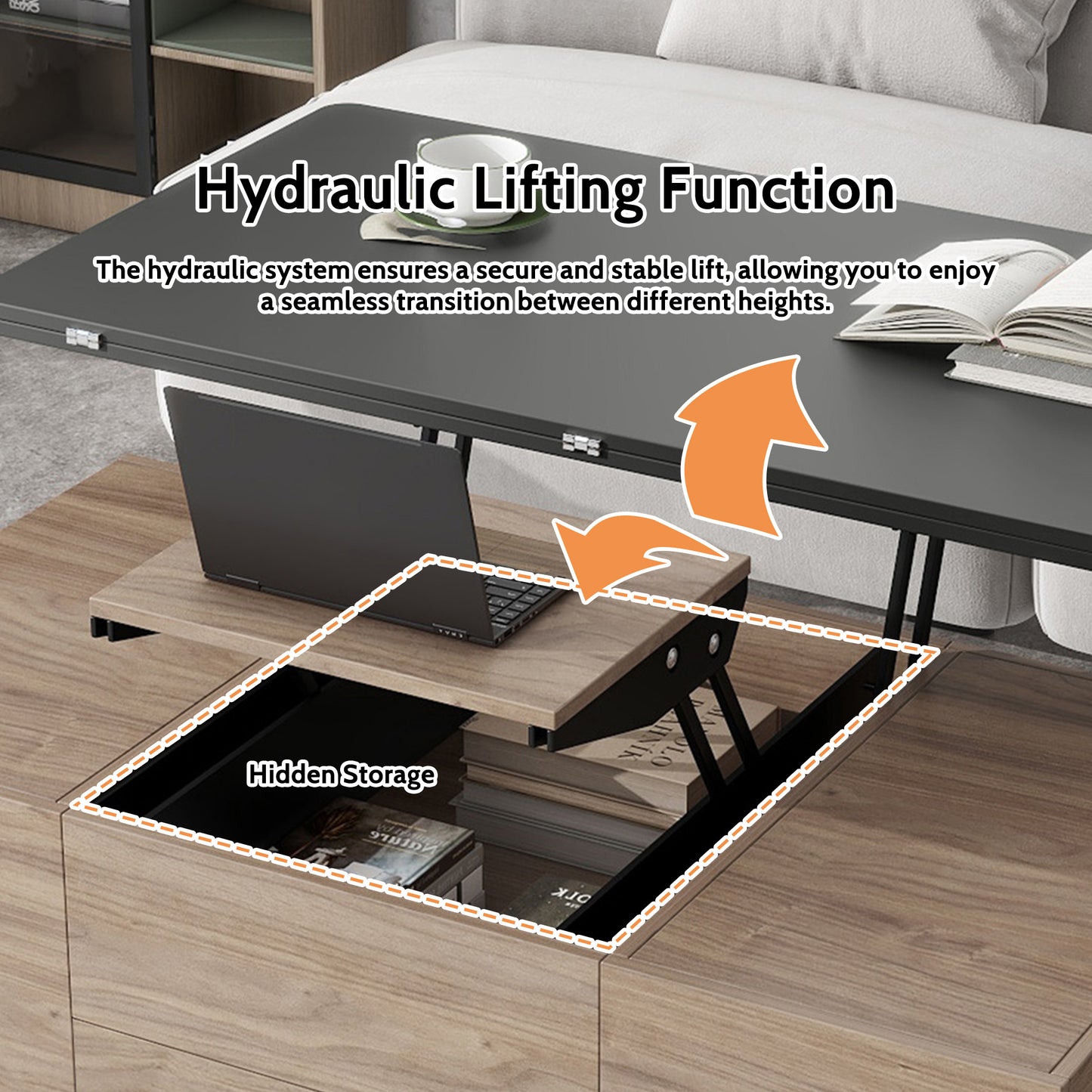 Regalia Modern Lift Top Coffee - Walnut & Black