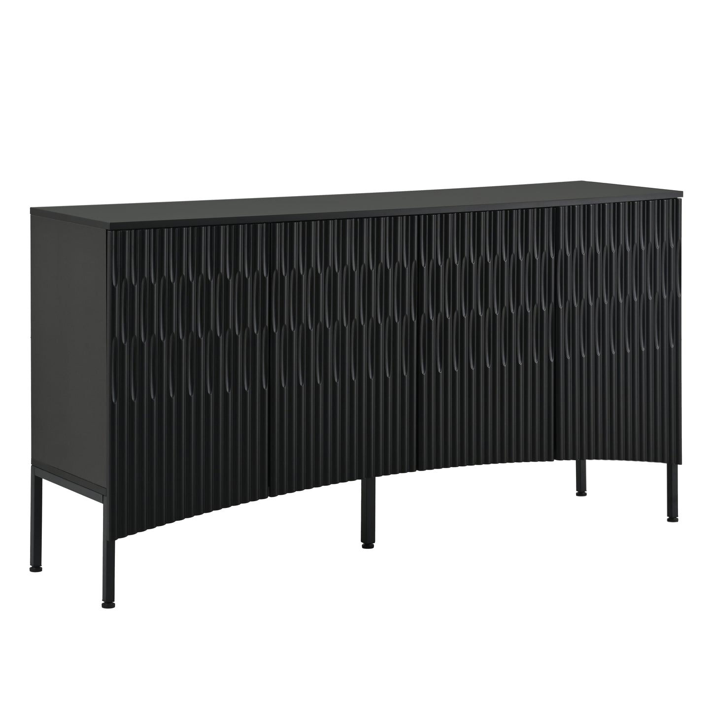 Arched Curved Bottom Doors Sideboard Buffet - Black