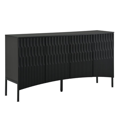 Arched Curved Bottom Doors Sideboard Buffet - Black