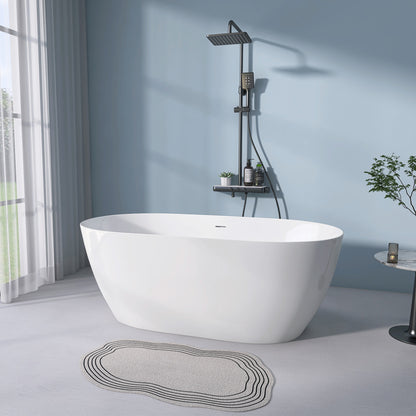 Nuvo 59" Acrylic Free Standing Oval Shape Soaking Tub - Gloss White