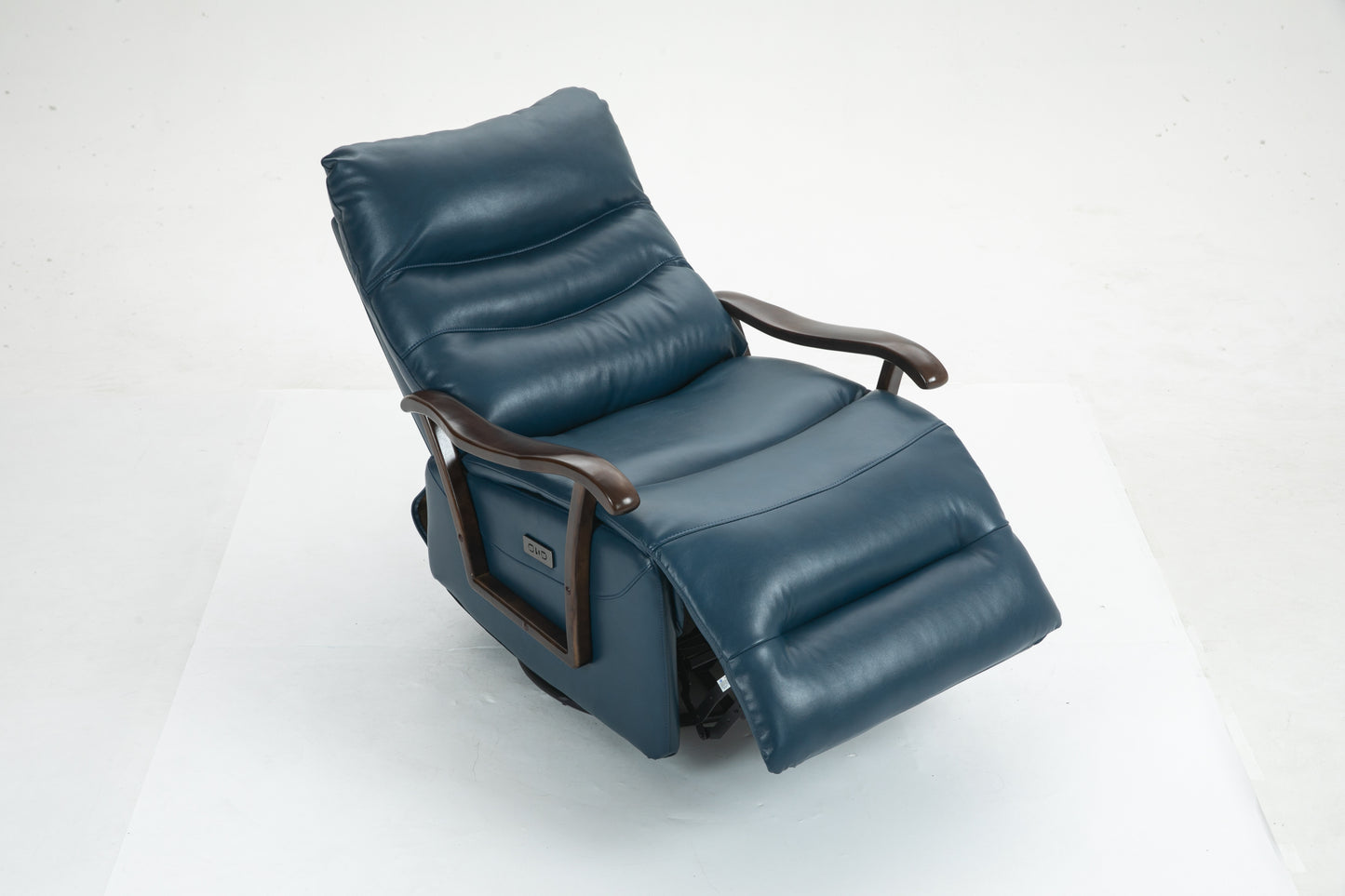 Berry Swivel Rocker Recliner Power Glider Chair with Solid Wood Armrests - Blue