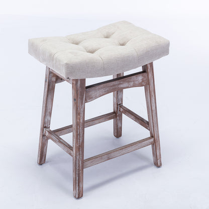 Farmhouse Counter Stools Height 25" -  Beige Set of 2