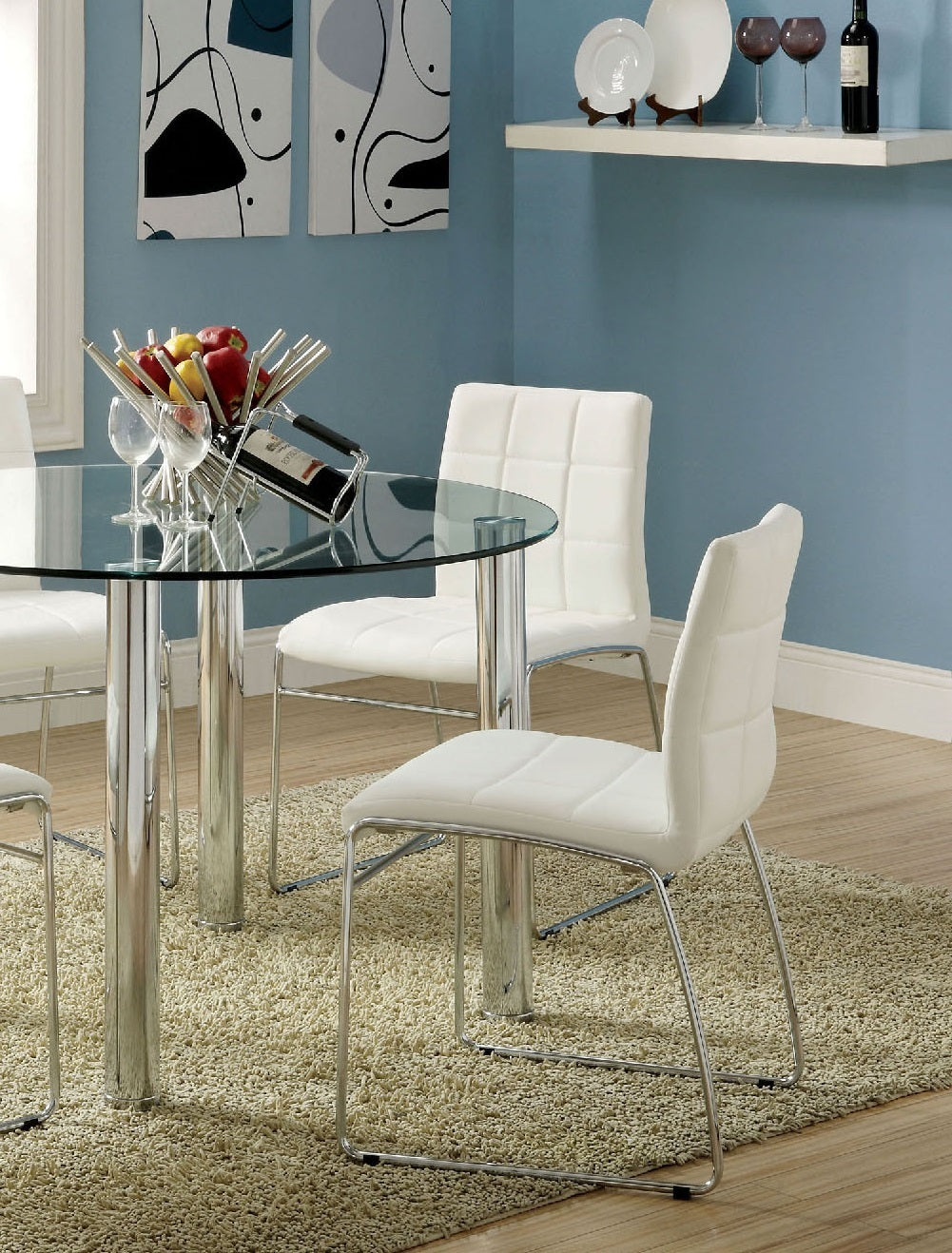 Angela Dining Chairs Chrome Metal Legs (Set of 2) - White