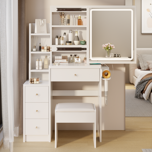 Dova Makeup Vanity Desk Set - White