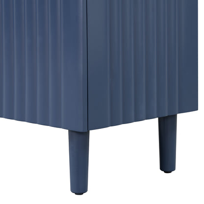 Butler Wavy Pattern Doors Sideboard Buffet - Navy Blue