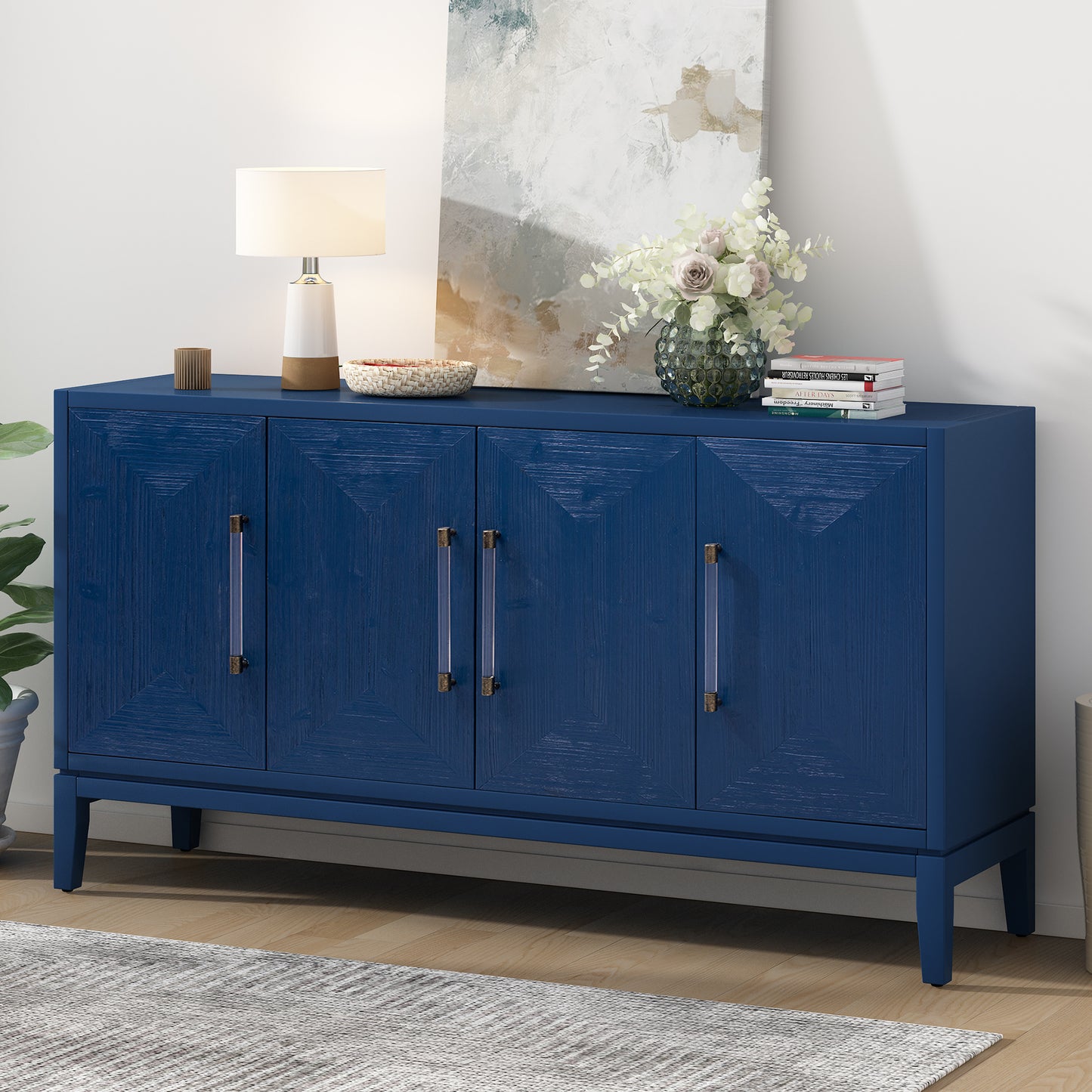 Carri Versatile Four-Door Sideboard Buffet - Navy Blue