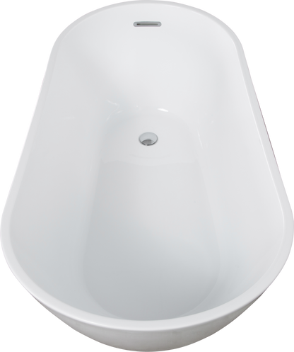Kriss 59" Acrylic Freestanding Bathtub with Bottom Anti-Slip  - Gloss White