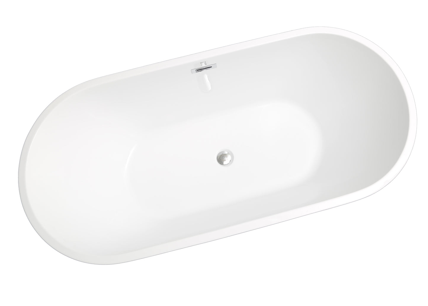 Freya Acrylic Alcove Freestanding Soaking Bathtub - White