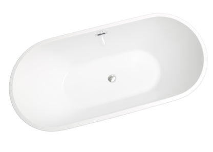 Freya Acrylic Alcove Freestanding Soaking Bathtub - White