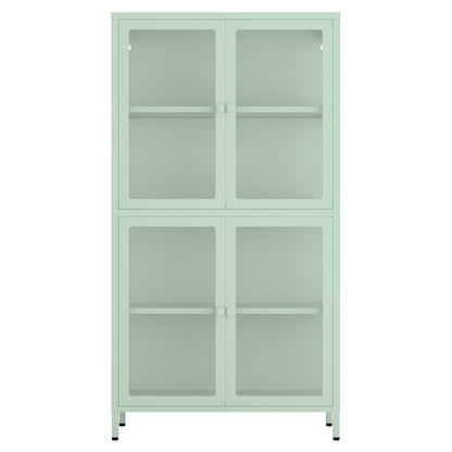 Hart Four Glass Door Storage Cabinet - Mint Green