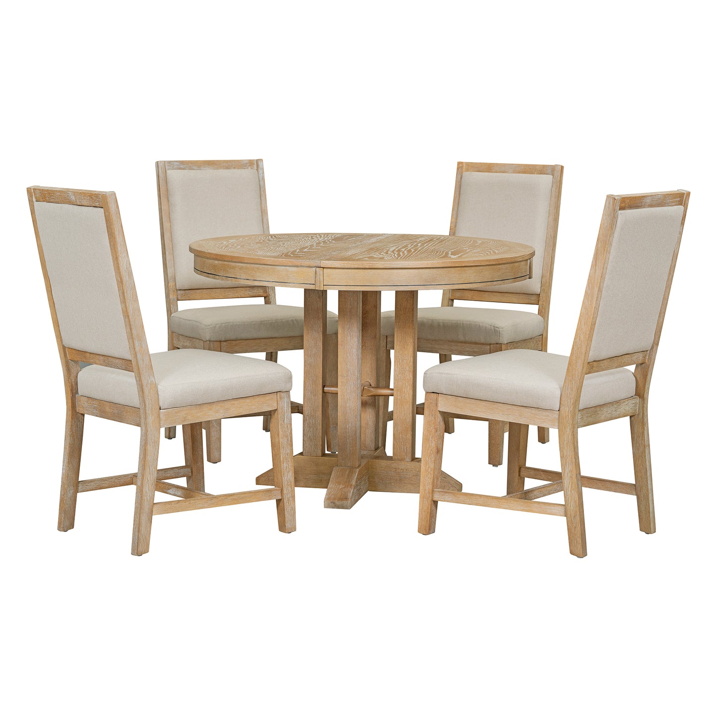Alba 5pc Dining Set Extendable Table 4x Side Chairs - Natural