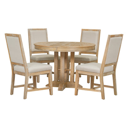 Alba 5pc Dining Set Extendable Table 4x Side Chairs - Natural