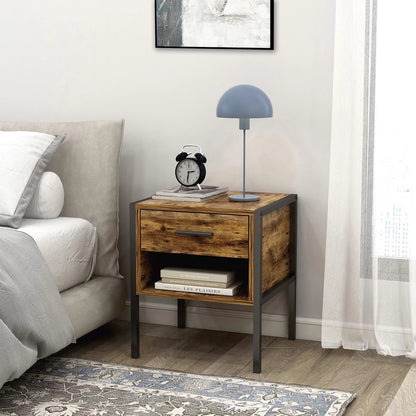 Barn Industrial Style Nightstand ( Set of 2) - Rustic Brown