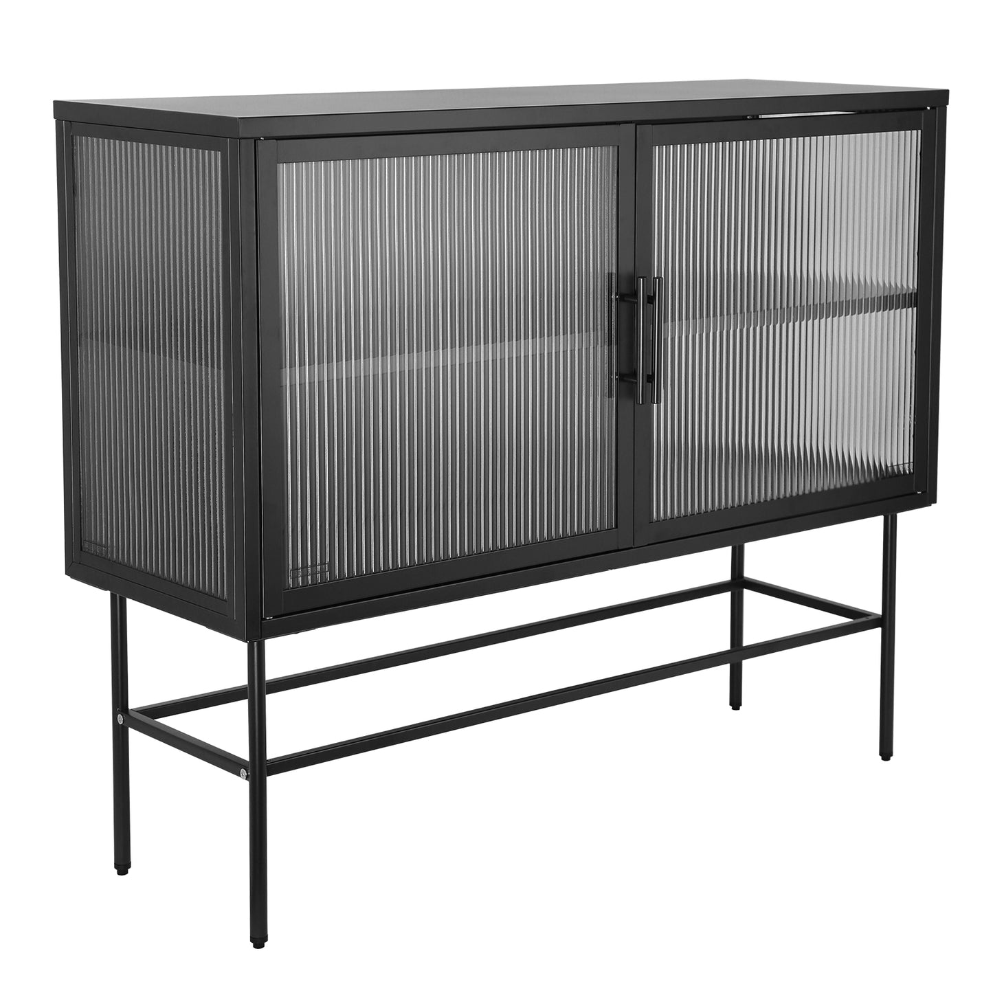 Pratt II Double Door Tempered Glass Sideboard - Black