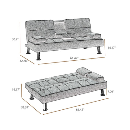 Devo PU Convertible Sofa Bed  - Beige