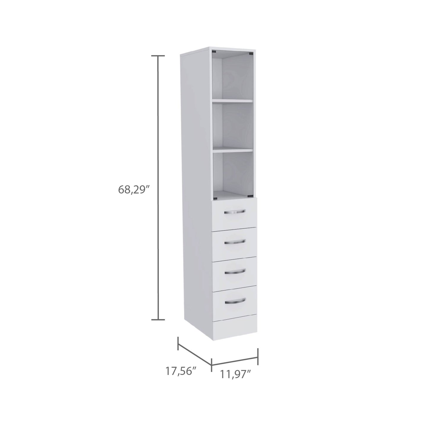 Haniger 3-Drawer 3-Shelf Linen Cabinet - White