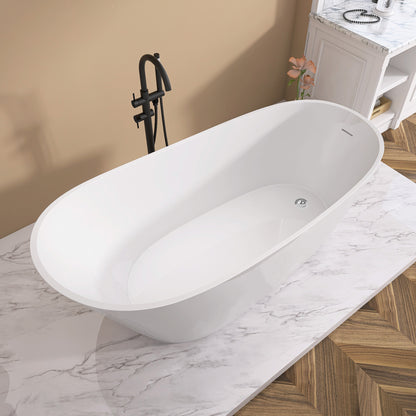 Cavi 67" Acrylic Freestanding Soaking Bathtub  - Gloss White