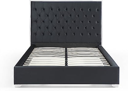 Go Green Woods Sophia Velvet King Bed with Silver Metal Frame