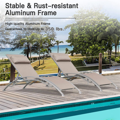 Renova Outdoor Adjustable Chaise Lounge (Set of 2) - Khaki