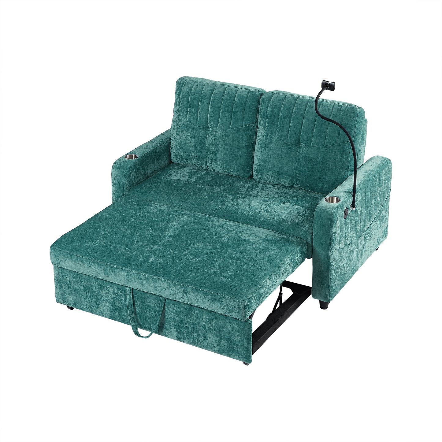 Rita Loveseat Pull-out Sofa Bed with Adjustable Backrest - Teal