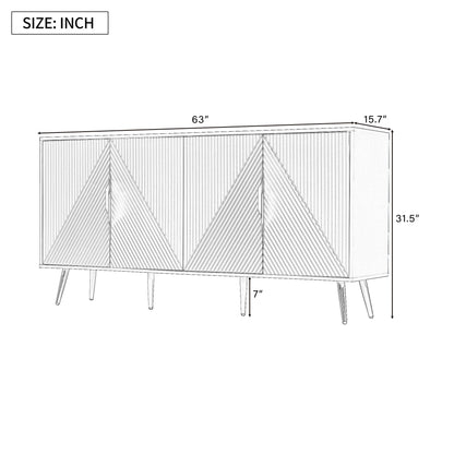Aida Wave Geometric Design Sideboard Buffet - Black