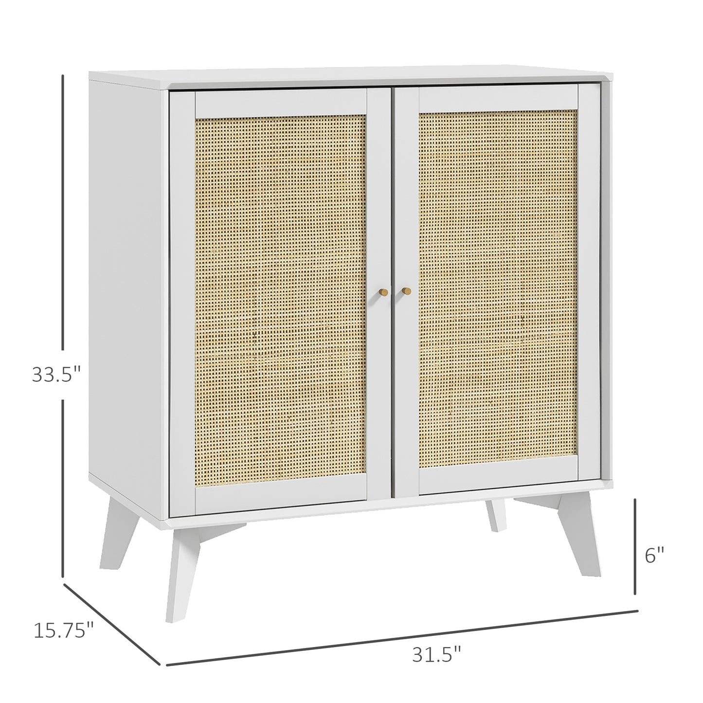 Boho Kitchen Cabinet with 2 Rattan Doors