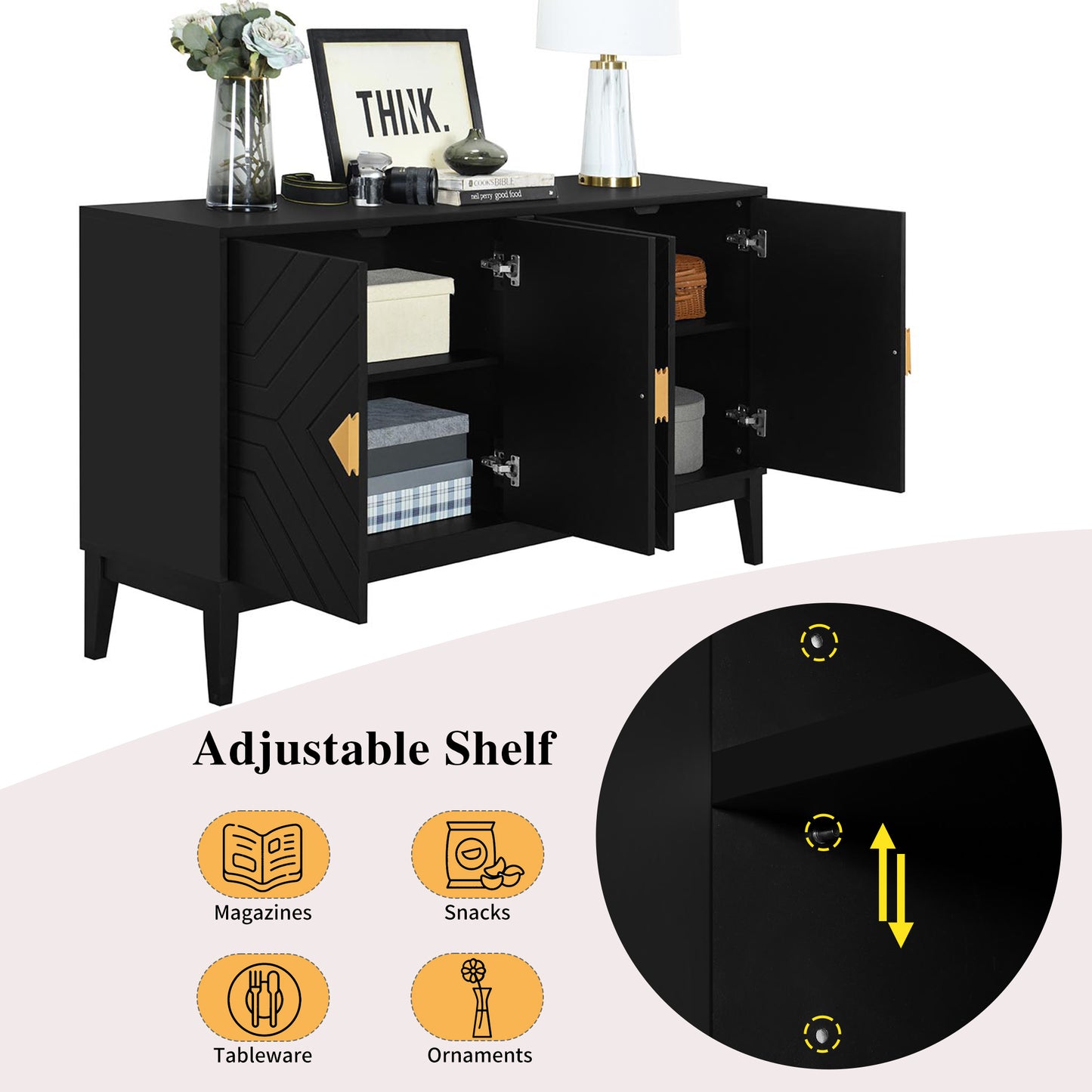 Dalton 4-Door Sideboard Buffet - Black