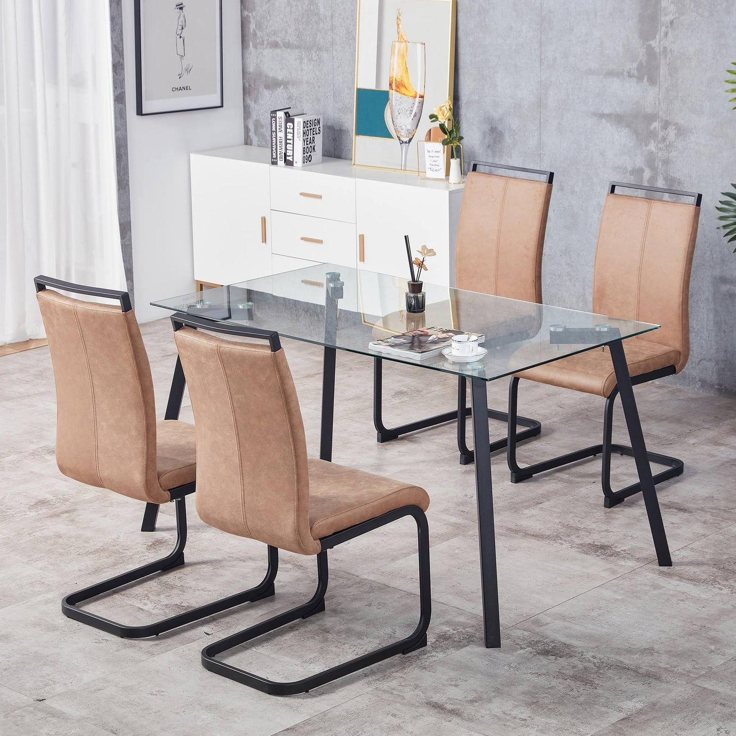 Alida Dining Chairs Metal Leg (Set of 4) - Brown