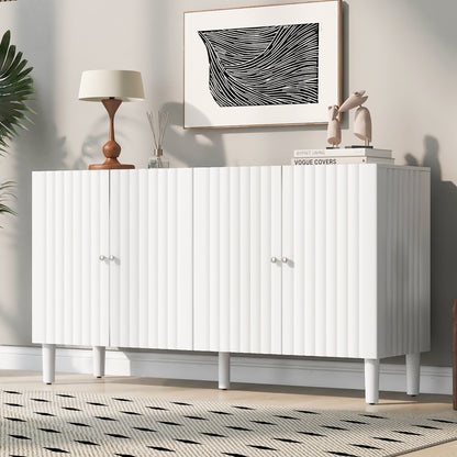Butler Wavy Pattern Doors Sideboard Buffet - White