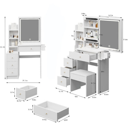 Dova Makeup Vanity Desk Set - White