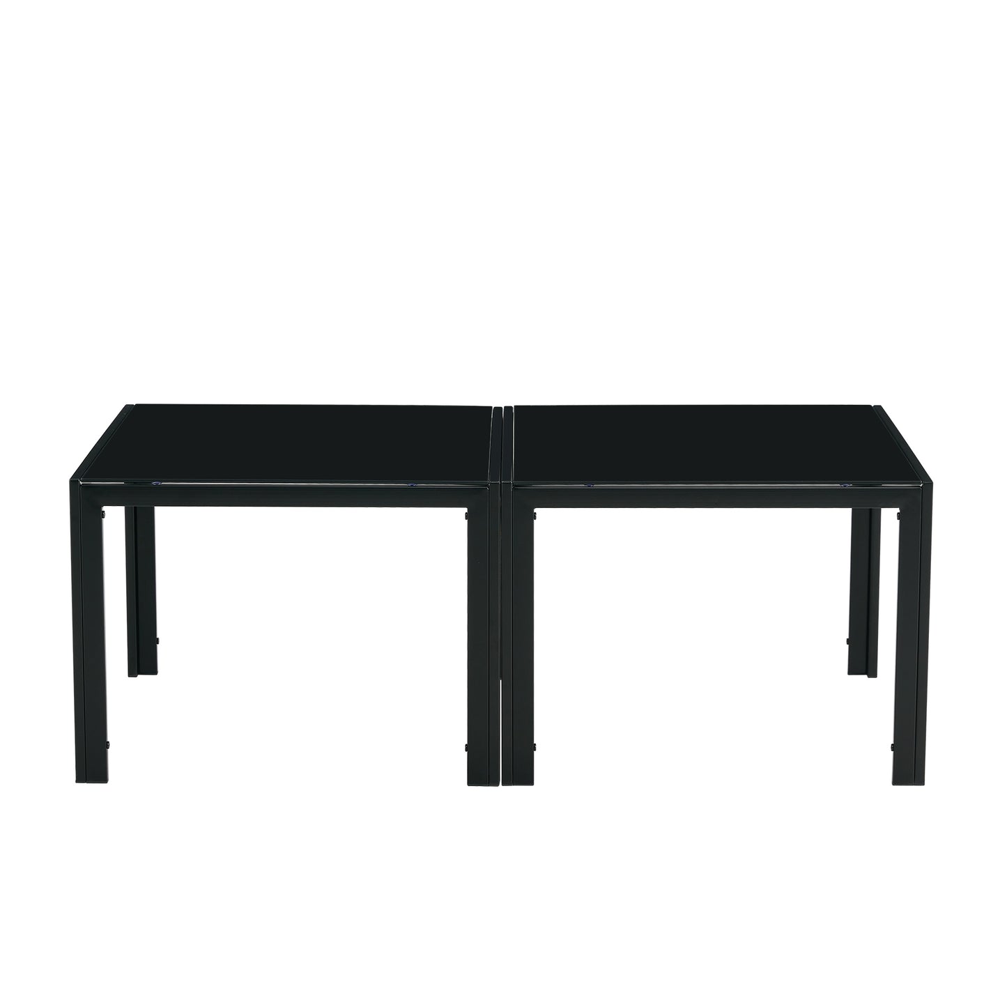 Glass Square Coffee Table Set of 2 - Black