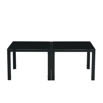 Glass Square Coffee Table Set of 2 - Black