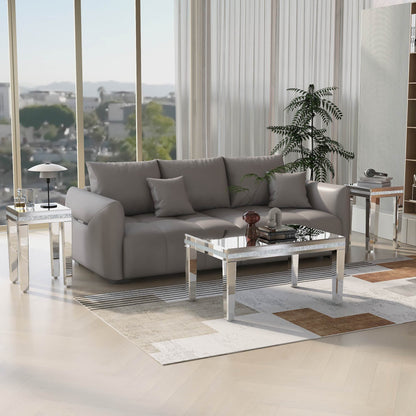 Mirrora Glass Mirrored Coffee Table Set of 3