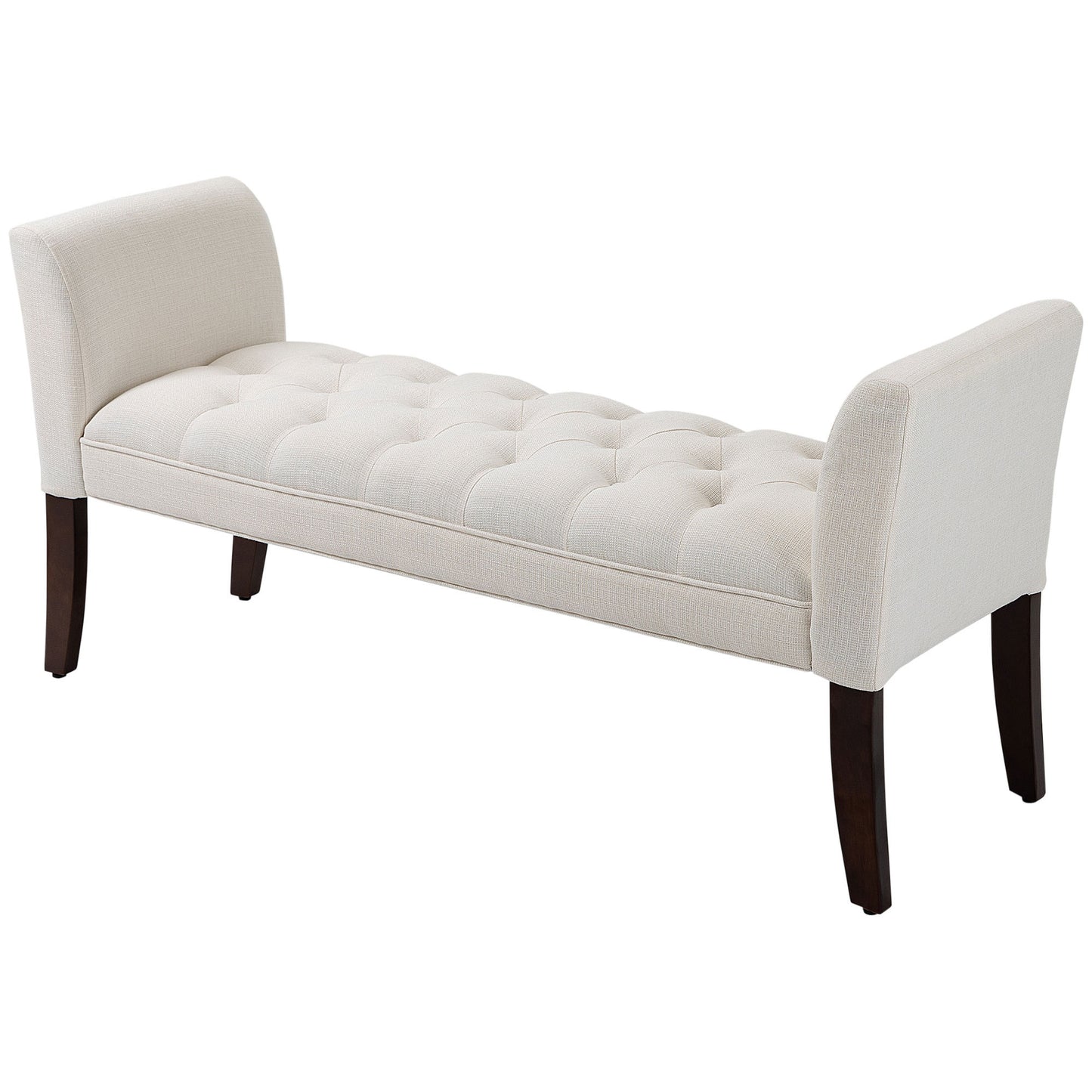 Evo Button-Tufted Bench - White