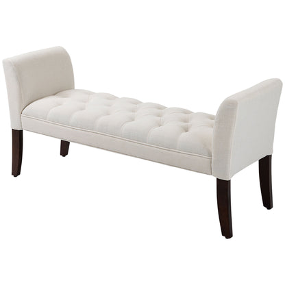 Evo Button-Tufted Bench - White