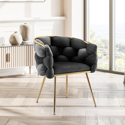 Luna Luxury Modern Velvet Chair - Black