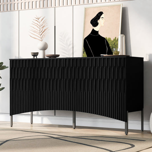 Arched Curved Bottom Doors Sideboard Buffet - Black