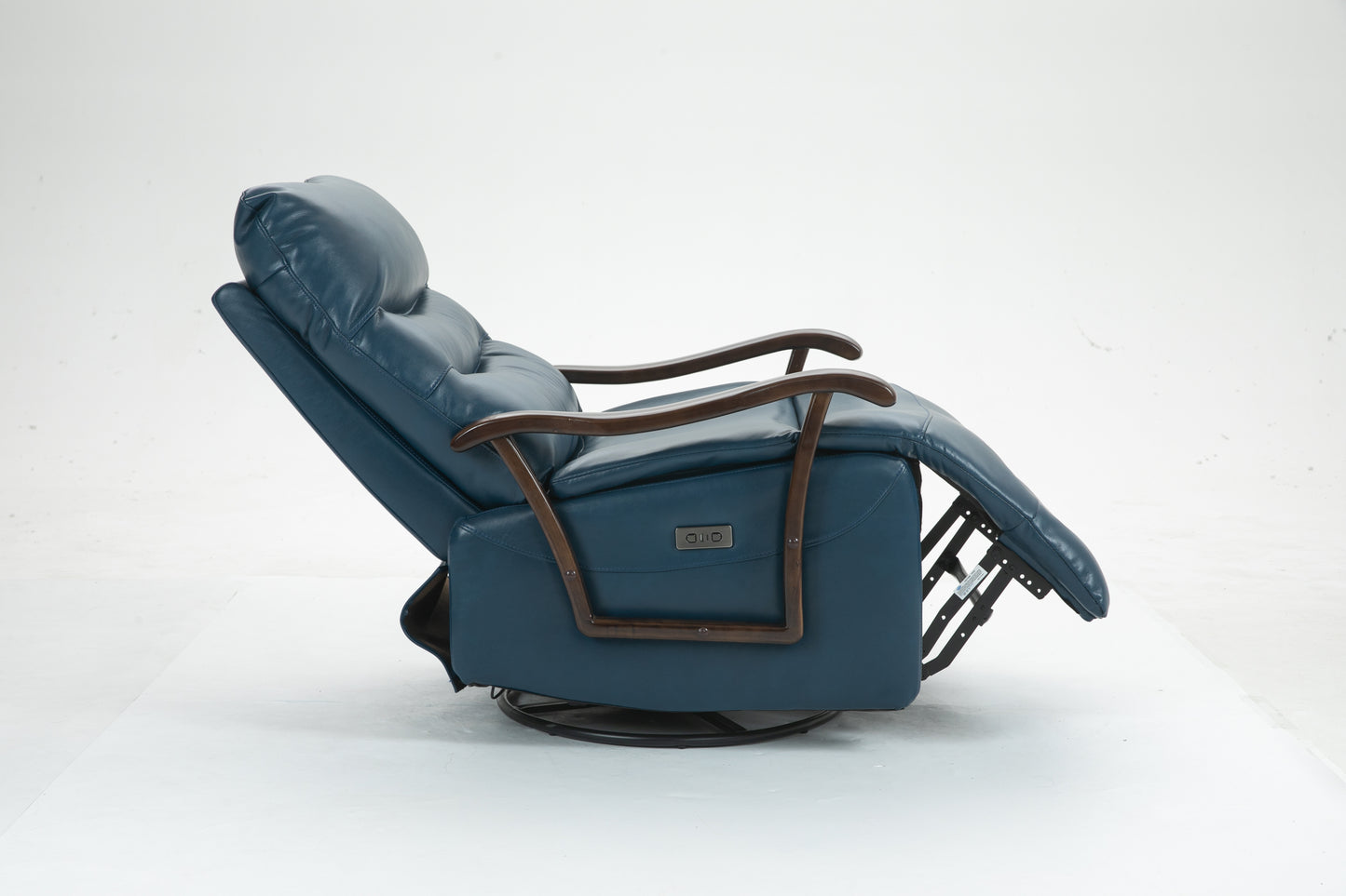 Berry Swivel Rocker Recliner Power Glider Chair with Solid Wood Armrests - Blue
